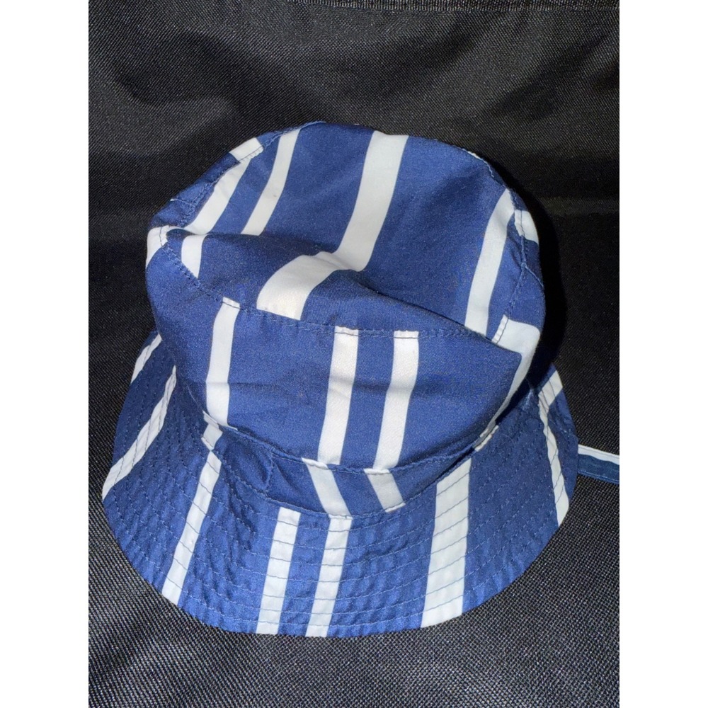Carters Baby Boy Blue White Striped Bucket Sun Hat Chin Strap 12-24M